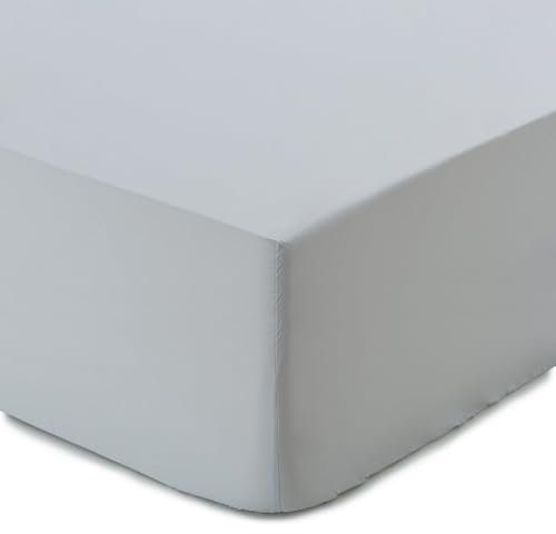 URBANARA Perpignan Perkal-Spannbettlaken 180-200 x 200 cm I 100% Baumwolle Steghöhe 40 cm Made in Portugal I Kühlend & Atmungsaktiv Boxspringbett Oeko Tex Zertifiziert - Hellgrau