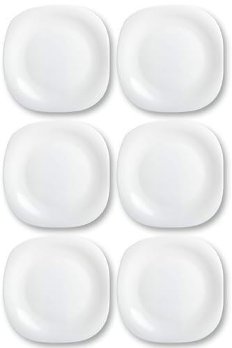 AC - Pack de 6 Platos Llanos - Modelo CoK - Ø 26 cm - Vidrio Opal - Apto para lavavajillas y microondas - Ideal para el hogar, Cocina y hostelería