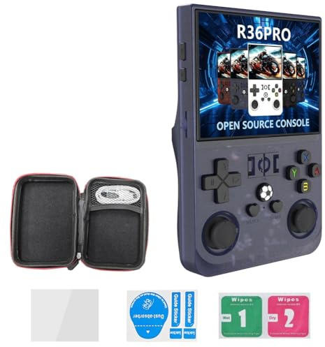 Wzxksoac Consola de Juegos Retro Portátil R36PRO de 128 GB y Pantalla HD de 3,5 Pulgadas, Reproductor de Vídeo Portátil de Bolsillo Compatible con para Más de 30 Emuladores D