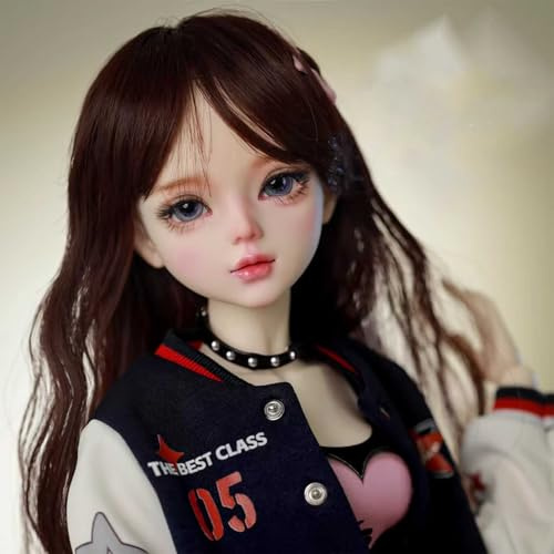 Handgemachte BJD-Puppe 1/3 Maßstab 22in Kugelgelenk-Puppe Mit Vollständigem Kleiderset, Zweifarbigen Augen, Tasche und Accessoires