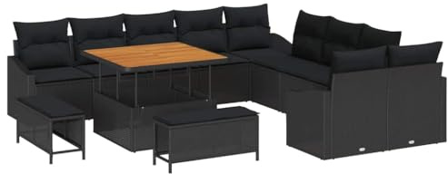 vidaXL 4-Sitzer Garten-Sofa Set mit Kissen, modernes Poly-Rattan-Design, wetterfest und stylisches Möbel für Balkon oder Terrasse. Lounge-Sitzmodul.