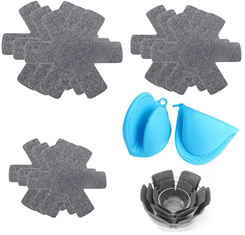 Pan Protectors Separators, Set of 9 in 3 Sizes, Pot Dividers Felt Pads,Adjustable Felt Thermal Insulation Mat,Anti-Spill Protection Kitchen Accessories