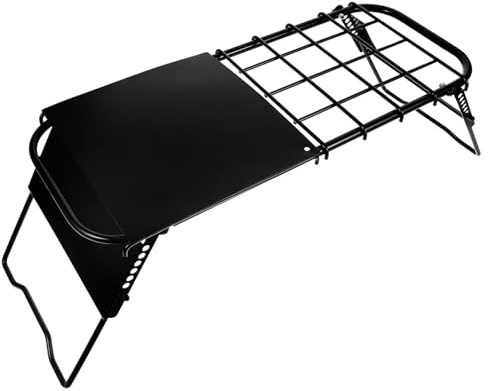 ANDRESLAD Adjustable Height Folding Camping Table Portable Outdoor Picnic Grill Stand Stable Metal Mesh Surface for Bbq Hiking Fishing Beach Party and Indoor Use