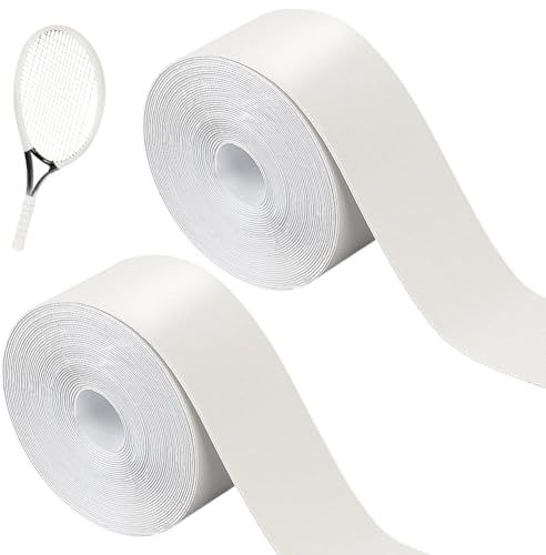 BENECREAT 2 rouleau de Ruban Adhésif de Réparation en Cuir PU de 10 m Ruban de Protection Blanc de 35mm de Large pour Raquettes de Tennis et de Racquetball