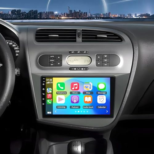 Radio 2 DIN para Seat Leon 2005-2013 con Carplay Android Auto Pantalla TáCtil para Coche 9 Pulgadas Autoradio Bluetooth Navegación GPS FM/RDS WiFi SWC AHD Android 15 2+64G