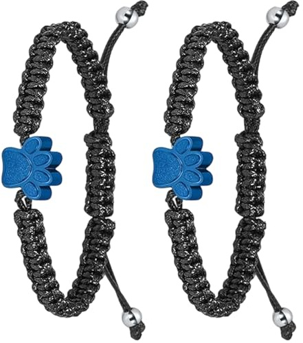 Kangnice 2 Stück verstellbares Haustier Gedenkarmband aus Stahl, Andenken Schmuck für Männer und Frauen, Unisex Designs, Unisex Andenken Armband für Haustiere