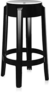 Kartell Charles Ghost, Hocker Medium, H. 65 cm, Schwarz, 2er-Satz