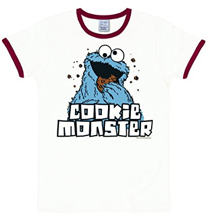 Logoshirt® Sesamstrasse I Krümelmonster I T-Shirt Print I Damen & Herren I kurzärmlig I Weiss/rot I Lizenziertes Originaldesign I Größe XS