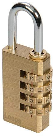 4 Digit Combination Brass Padlock - 5mm Shackle Diameter
