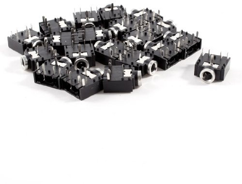 sourcing map 20 Pcs DIP PCB Mount 5 Pins 3.5mm Socket Headphone Stereo Audio Jack
