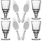 4X La Rochere Absinth Glas Pontarlier 300 ml + 4X Absinth Löffel Antique
