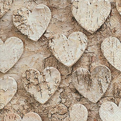 20 Servietten Birke mit Herz/Baum/Liebe/Herbst 33x33cm