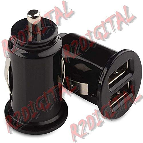 r2digital® CARICATORE BASSO PROFILO USB DOPPIO 2 A AUTO BARCA CAMPER CAMION CARICA BATTERIE ACCENDISIGARI ALIMENTATORE 2 USCITE SMARTPHONE