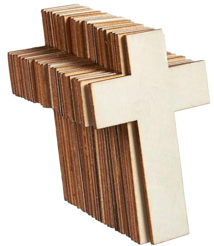 Juvale Blanko Wandkreuz aus Holz zum Basteln und Bemalen, 25 Stück, 7 x 11 cm