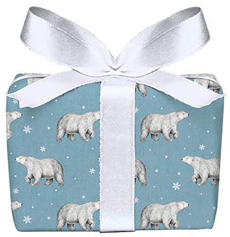 3er Set Geschenkpapier zu Weihnachten Bögen EISBÄR BLAU Kraftpapier Look, Weihnachtsgeschenkpapier, Weihnachtspapier, Geschenke, Adventskalender, PEFC zertifiziertes Papier, 50 x 70 cm