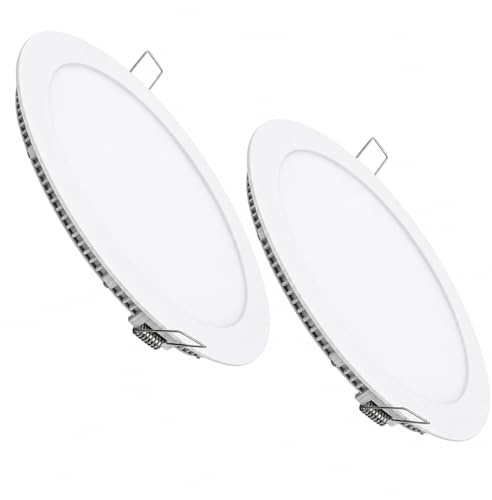 CABLEPELADO Pack 2 Downlight LED 18W redondo | extraplano para empotrar | Aro blanco aluminio | Medida 225mm | Luz Neutra 4200 k | 1650 Lumens | 2 unidades | Clase a+