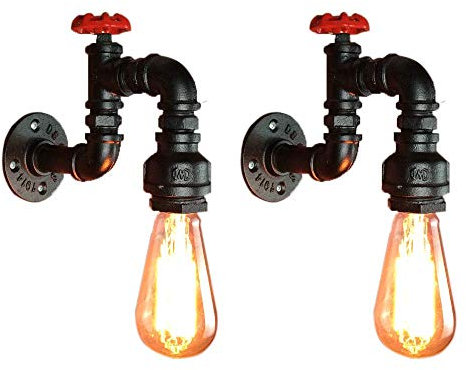 PETITES ECREVISSES 2 Stück Retro-Wandleuchte, aus Wasserrohr, industriell, E27, mit Vintage-Stil, kreativer Wind, Dekoration für Beleuchtung