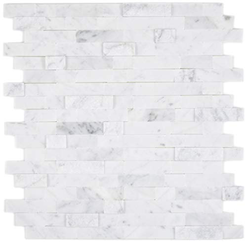 Selbstklebnde Mosaikmatte Verbund Naturstein Carrara Optik für WAND KÜCHE Wandverblender Fliesenspiegel Verkleidung | 10 Matten