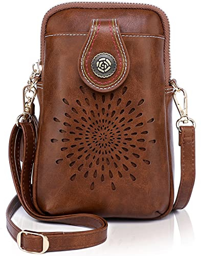APHISON Designer Phone Bags for Women Crossbody, Sunflower Tassel Vegan Leather Crossbody Mobile Phone Bag, Small Crossbody Bags for Women Phone Purse Up to 6.7 inches with Adjustable Long Strap