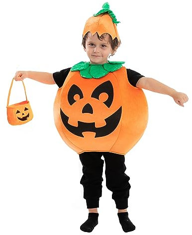 Spooktacular Creations halloween kostüm kürbis kinder Kürbis kostüm mit einem Kürbiskorb und einem Hut für Halloween Dress Up Party, 3T (3-4 yr).