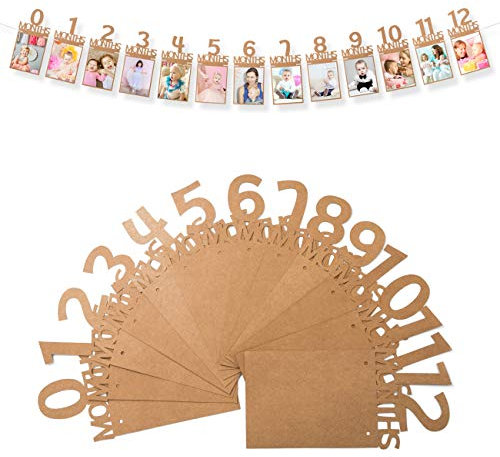 Naler Fotogirlande Baby zum 1. Geburtstag Monatsgirlande 0-12 Happy Birthday Girlande Babyshower