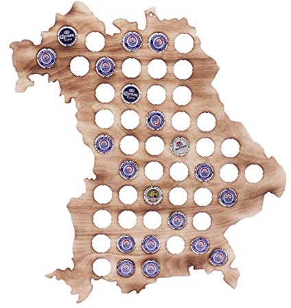 Bierkarte Bayern Kronkorken geflammt Holz Geschenk 48 x 42,5 cm Pohmer Design