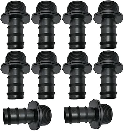 AERZETIX - Set di 10 adattatori/raccordi scanalati maschio Ø20mmx3/4'' per tubo a goccia filettatura esterna (per tubo Ø20mm) - connettore per sistema di irrigazione - C48708