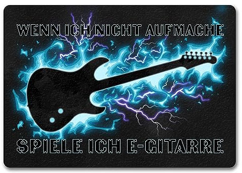 speecheese Wenn ich Nicht aufmache, Spiele ich E-Gitarre Fußmatte in 35x50 cm ohne Rand für Gitarristen witziger Fußabstreifer für E-Gitarrenspieler lustige Geschenkidee für Bandmitglied