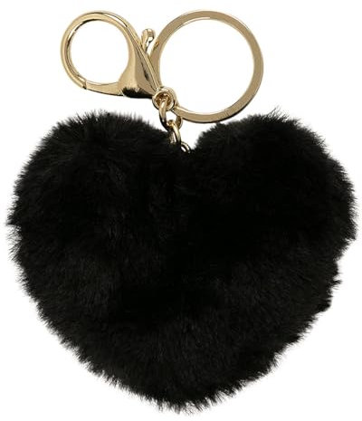DRAEGER PARIS 1886 | Porte-clés Peluche Cœur Noir | Cadeau Original, Amour, Amitié, Famille | Accessoire Mignon pour Sac à Dos, Sac à Main, Clés Voiture | Design Doux et Robuste en Polyester