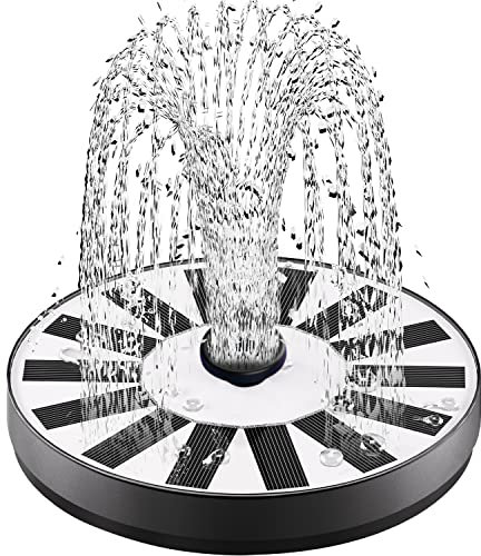 SZMP Solar Fountain Bird Bath Fountains 2025 Upgraded Glass Panel, Solar Powered Water Fountain with 7 Nozzle & 4 Fixer, Solar Fountain Pump for Bird Bath, Garden, Pond, Pool