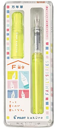 Pilot Fountain Pen Kakuno Family Series Kakuno Baby Clear Yellow Fine Point FKA-1SR-KBAY-F With Kanji LOVE Sticker, 5.15 x 0.59 x 0.78 in