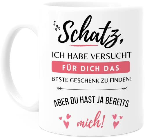 Tassenliebling® Personalisierte Pärchen Tasse - Schatz, Ich habe versucht für Dich - Lustig personalisiertes Geschenk für Paare mit romantischem Spruch - perfekt zum Jahrestag