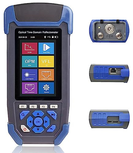 OTDR-Glasfaser-kabel-tester, 9-in-1-MultiFunktion OTDR für FTTx 1310/1550nm, 24/22dB, Bis 60KM, Optisches Zeitdomänenreflektometer mit VFL, OPM, OLS usw. Connector UPC und FC/UPC-FC/APC-SX und FC/SC