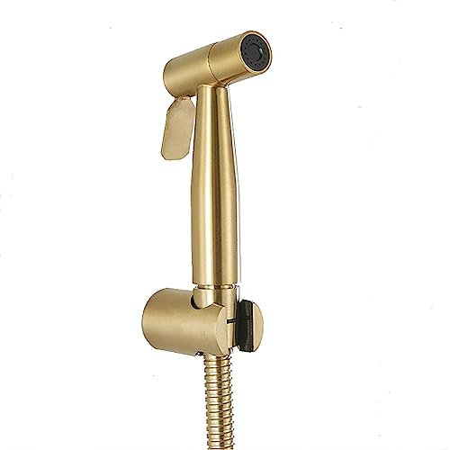 SWHC Doccetta Bidet Acciaio Inossidabile, Alta Pressione doccetta per Bidet, Oro Spazzolato Idroscopino per WC, Bidet Portatile Kit Doccetta con Staffa e Tubo Doccia
