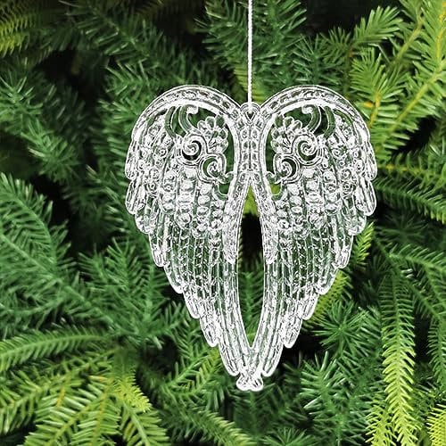 6 Pieces Christmas Decoration Hanging Icicles Acrylic Icicles Pendants Christmas Icicle Ornaments Set Xmas Holiday Hanging Decorations for Christmas Tree Party Decorations, Acrylic Angel Wings