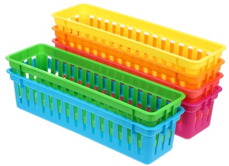 Operitacx 6pcs Colored Pencil Holder for Desk Classroom Pencil Storage Basket Stationery Organizer for Dispenser Eraser Container Desk Tray