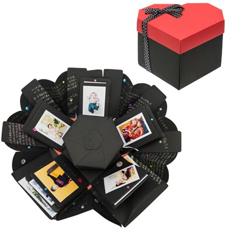 ENLACE Überraschungsbox, Herzförmig Explosionsbox Geschenkbox, DIY Fotoalbum Handgemachte Scrapbooking, Explosion Box für Geburtstag Weihnachten Jubiläum Valentinstag Hochzeitsgeschenk