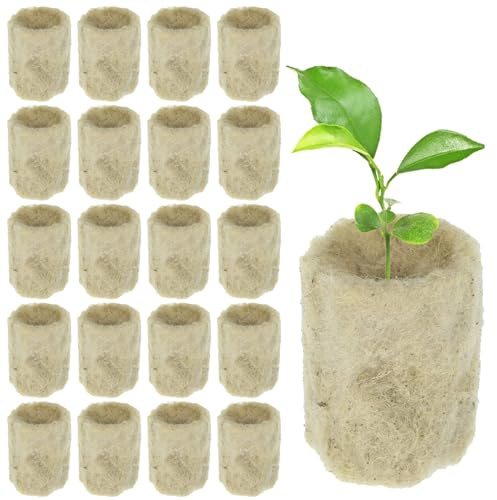 HOMURY 100 Stück Zylindrische Steinwolle: Anzuchtwürfel Hydroponic Sämling, Steinwolle Plugs, Steinwolle Pflanzenstopfen für Stecklinge, Hydrokultur, Zimmerpflanzen Garten