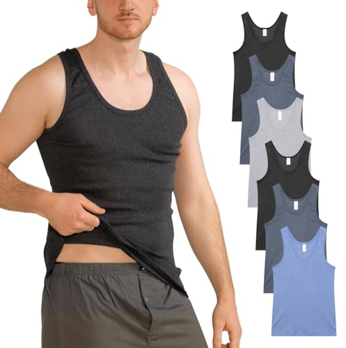 MT 6er Pack Herren Baumwoll Unterhemden Schwarz Weiß Classic Mix - Feinripp oder Doppelripp