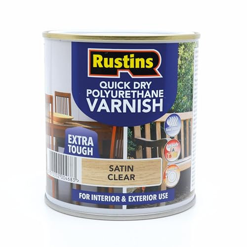 RUSTINS Quick Drying Poly Varnish Satin Clear 1ltr