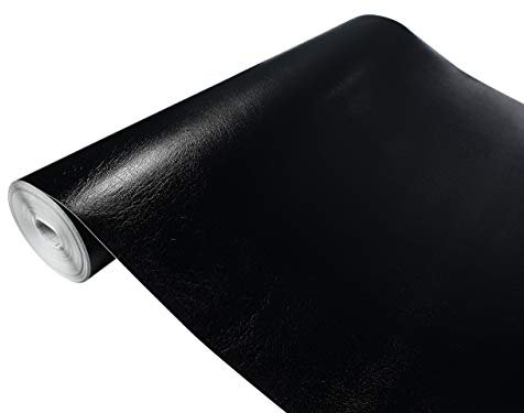 Klebefolie Möbel 45x100 cm | Möbelfolie selbstklebend in Lederoptik | Folie für Möbel zur einfachen Renovierung von Türen, Tischen und Regalen | Klebefolie dekorativ und abwaschbar | Leder Schwarz
