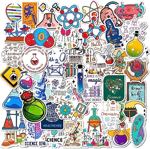 Labor Physik Aufkleber Biologie Sticker Set 50 Stücke Niedlich Deko für Auto Laptop Skateboard Fahrrad Moped Motorrad Fahrrad Computer,Geeignet für Erwachsene Kinder