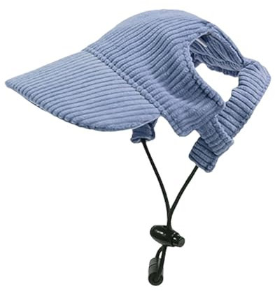 Hunde Baseballmütze, Verstellbar Sommer Sonnenschutz Hut Sonnenhüte mit Ohrlöchern, Haustier Sommer Hut für Welpen Hunde Mütze (Blau, M)