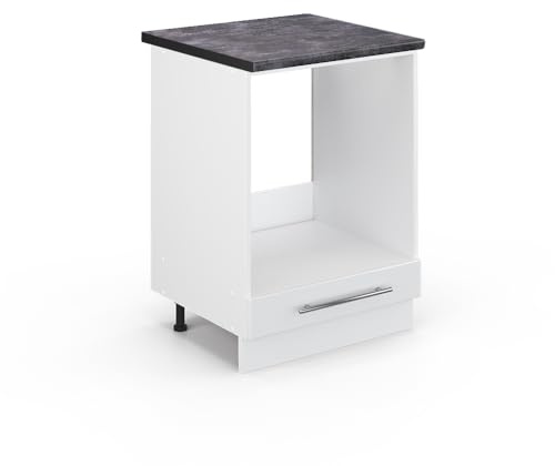 Vicco Herdumbauschrank Fame-Line, Weiß Hochglanz, 60 cm | MDF-Front · AP Anthrazit inkl. · Höhenverstellbare Füße · Metallgriffe · Einfache Integration ✓