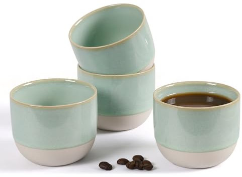ZEBERBO Lot de 4 tasses à expresso en céramique à double paroi pour tasses Nespresso, tasses à café en demitasse émaillées spéciales pour machine (vert)