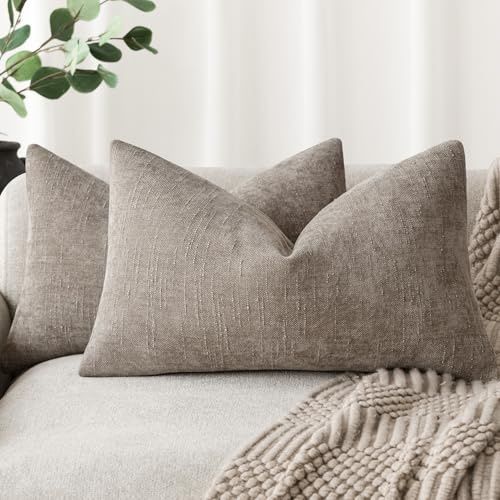 Foindtower Kissenbezug 30x50 2er Set Helleres Taube Chenille Kissenbezüge Sofakissen Kissenhüllen Neutral Design, weiche luxuriöse dekorative Dekokissen für Couch Bett Schlafzimmer Heimdekoration