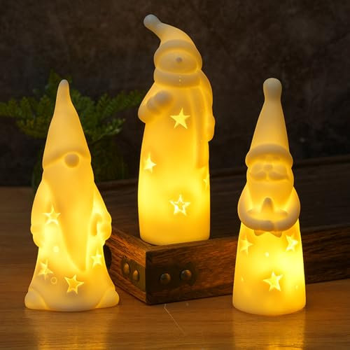 ACAREY Weihnachtsdeko Led Kerzen, LED Weihnachtsmann Kerzen Elektrische Weihnachtskerzen Led Candle WeihnachtsmannBeleuchtung LED Weihnachtsbeleuchtung Für Weihnachtsdeko Innen, Fenster, Tisch