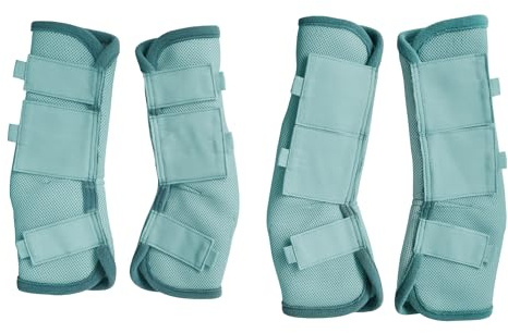 Gallopoff Horse Fly Boots Set of 4 – Breathable Mesh Leg Guards for Fly Protection, Reduce Stomping, Soft & Comfortable Fit Sky Blue Full