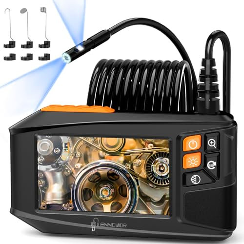Endoskopkamera mit Licht 5m, Ennovor 1080P HD Digital Doppelkopf Endoscope mit 4.3-Zoll-IPS- Bildschirm, IP67 Wasserdicht Rohrkamera mit 8 einstellbaren LEDs, 8mm Schlangenkamera Inspektionskamera