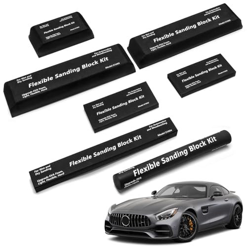 7PCS Sanding Block Kit, AHIER Flexible Sanding Blocks Auto Body, EVA Foam Wet or Dry Automotive Sanding Blocks for Automotive Car Bodywork Paint and Woodworking(Black)